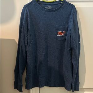 Vineyard Vines Boys Small Football Navy Long Sleeve Tee